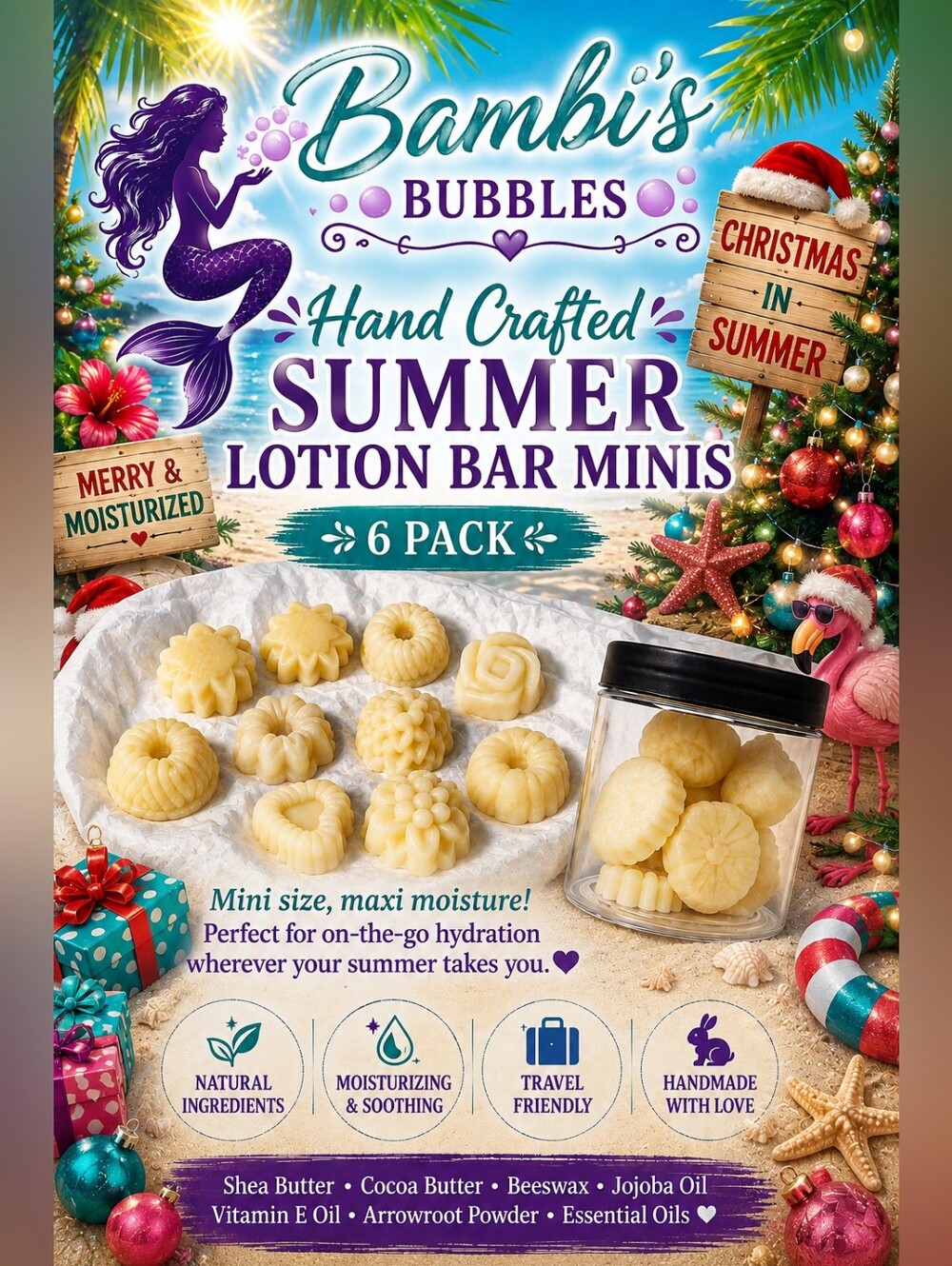 Back In Stock! Hand Crafted Summer Lotion Bar Minis 6 Pack